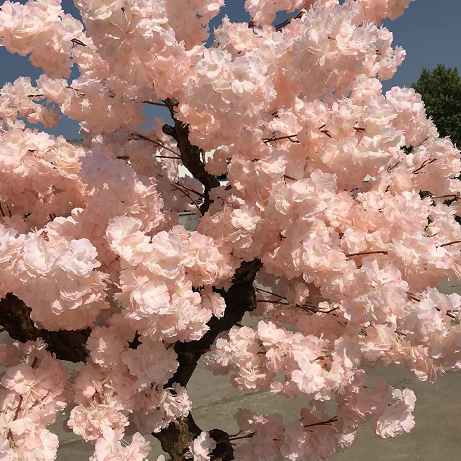 Flores de flor de cerezo artificial para bodas en casa Jardín Decoración de oficina Plantas de seda, árbol grande Flores de vides falsas,Rosado,1.8X1.8M