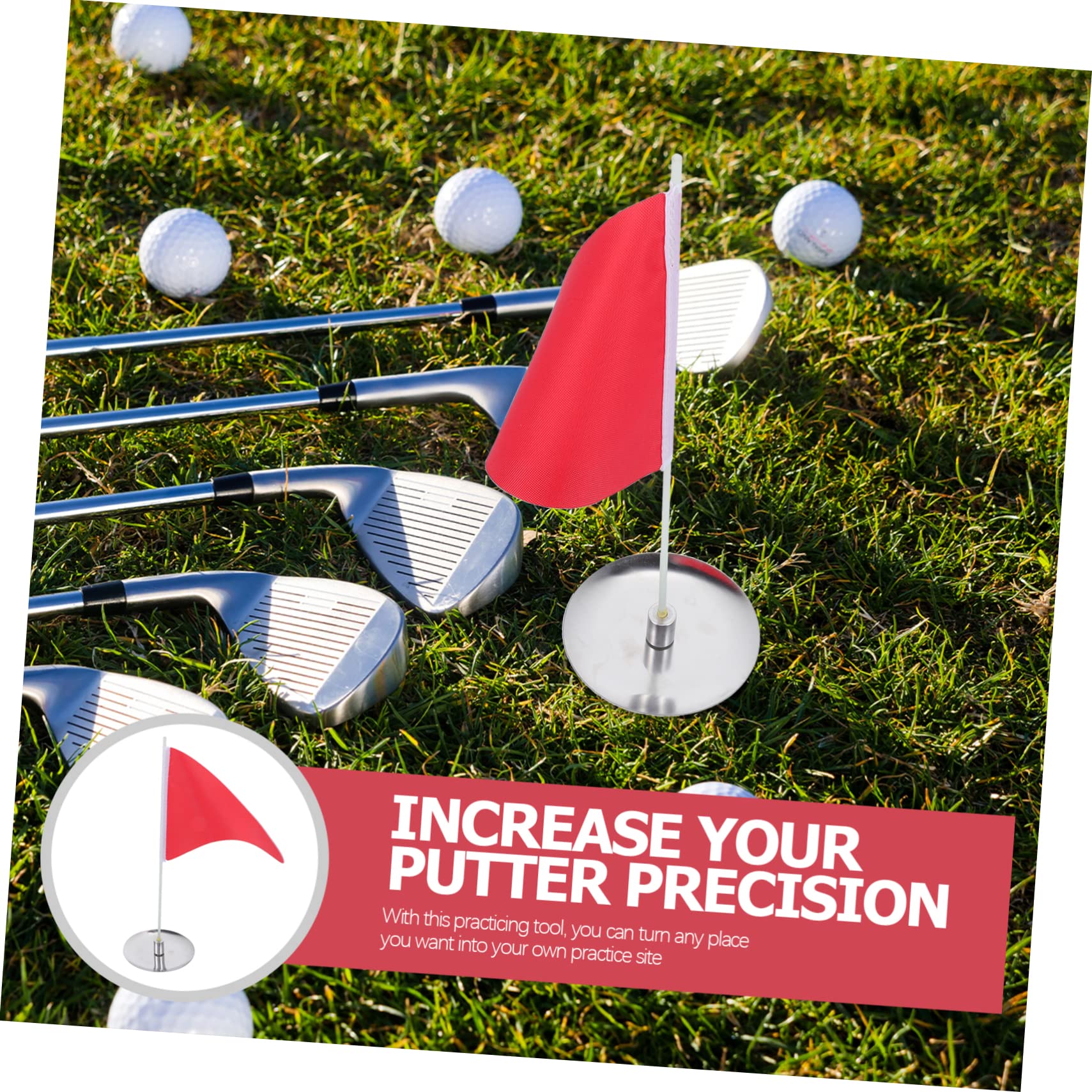 BRIGHTFUFU Golf Flagstick and Cup Set Golf Hole Cup Tray for Practice Portable Flags