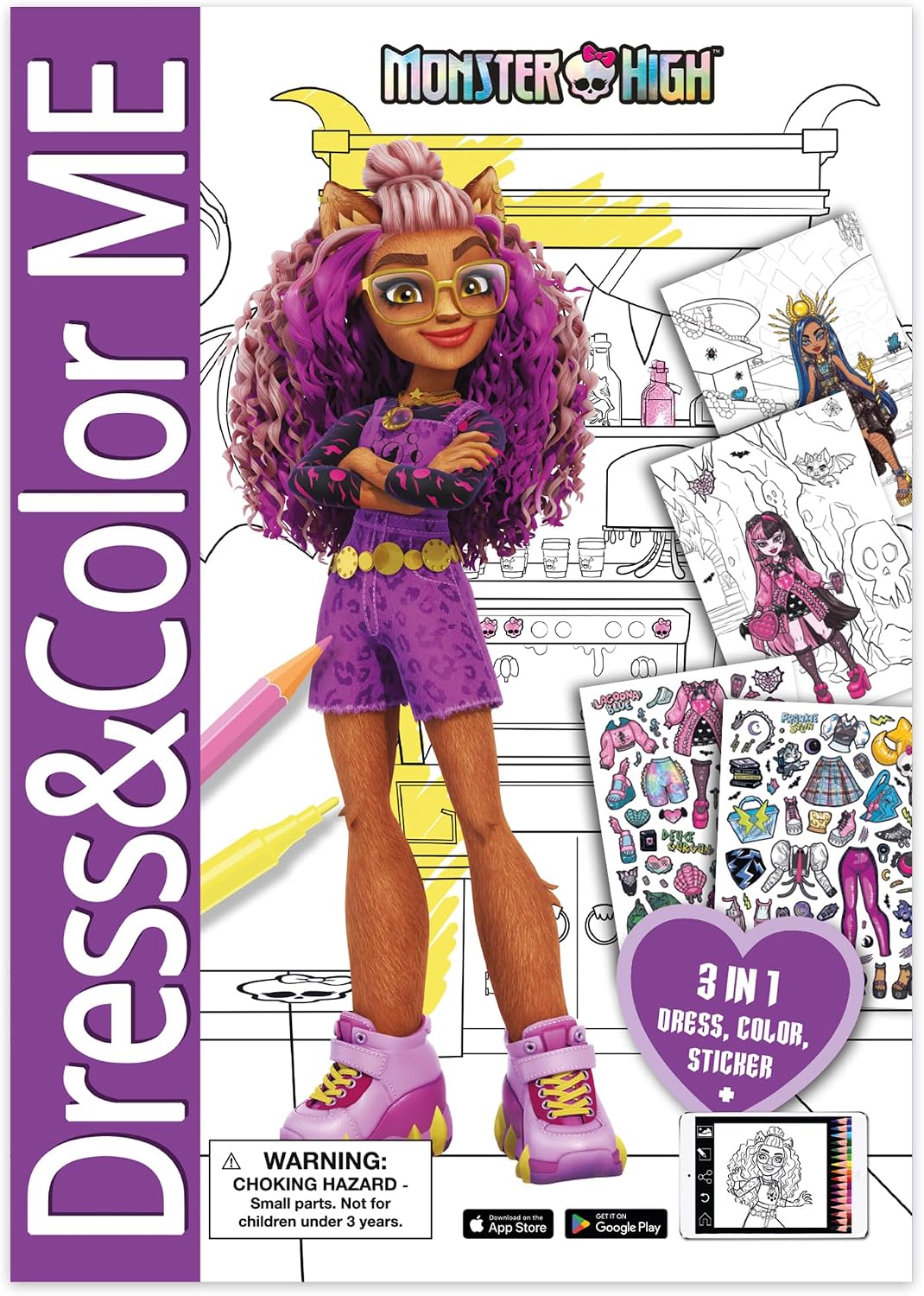 Book 'n' app: Dress & Color ME - Monster High - 3-in-1 Activity Book, Mix & Match Stickers, Character Dress-Up, Fashion Coloring, App Play, Kids 4+