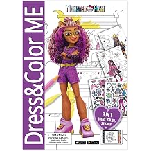 Book 'n' app Dress & Color ME - Monster High - 3-in-1 Activity Book, Mix & Match Stickers, Character Dress Up, Fashion Coloring, App Play, Kids 4+