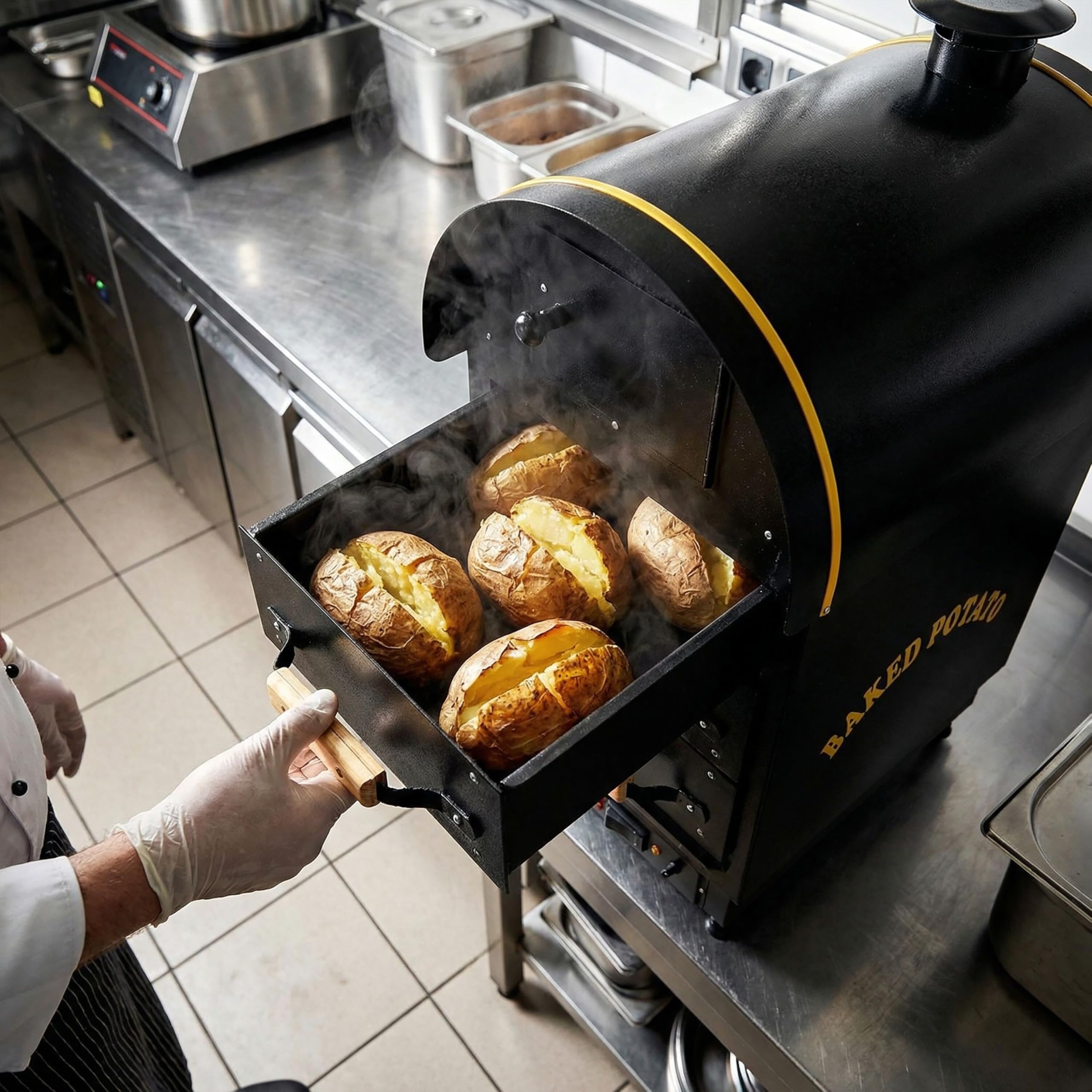 GGM Gastro Kartoffelofen 3 Schubladen 4,5 kW | doppelte Isolierung, rostfreier Edelstahl, zeitsparende Reinigung, präzise digitale Steuerung, für den Dauereinsatz