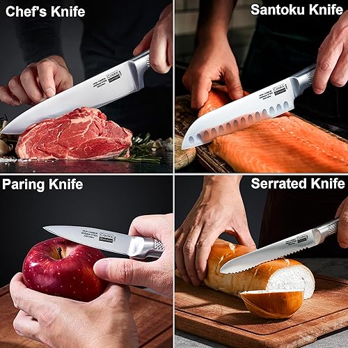 Miniatura 4 de Cooks Standard Juego de cuchillos de cocina con bloque de 6 piezas, hoja alemana de alto carbono de forja de acero inoxidable con bloque de