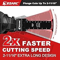Vista 2 de EZARC Hojas de sierra oscilantes extralargas – 5 cuchillas multiherramienta bimetálicas con borde de arco, corte preciso para madera con clavos