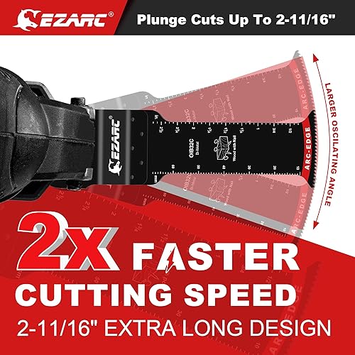 Miniatura 2 de EZARC Hojas de sierra oscilantes extralargas  5 cuchillas multiherramienta bimetálicas con borde de arco, corte preciso para madera con clavos,