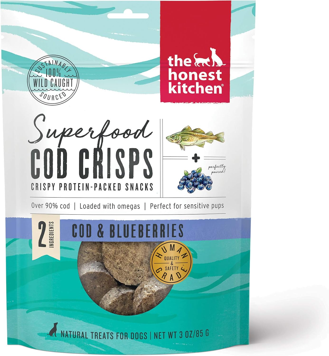 The Honest Kitchen Superfood Cod Crisps: Cod & Blueberry, 3 oz