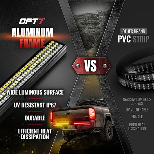 Miniatura 6 de OPT7 Redline Parlux Barra de luz LED de triple fila para puerta trasera para Tacoma con señal de giro ámbar secuencial, barras de luz de aluminio