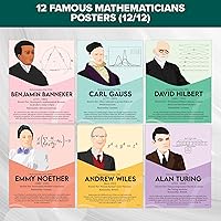 Vista 7 de Decorably 12 pósteres de matemáticos famosos para aula, 11 x 14 pulgadas, educativo laminado mate para escuela primaria y secundaria, para pasillos