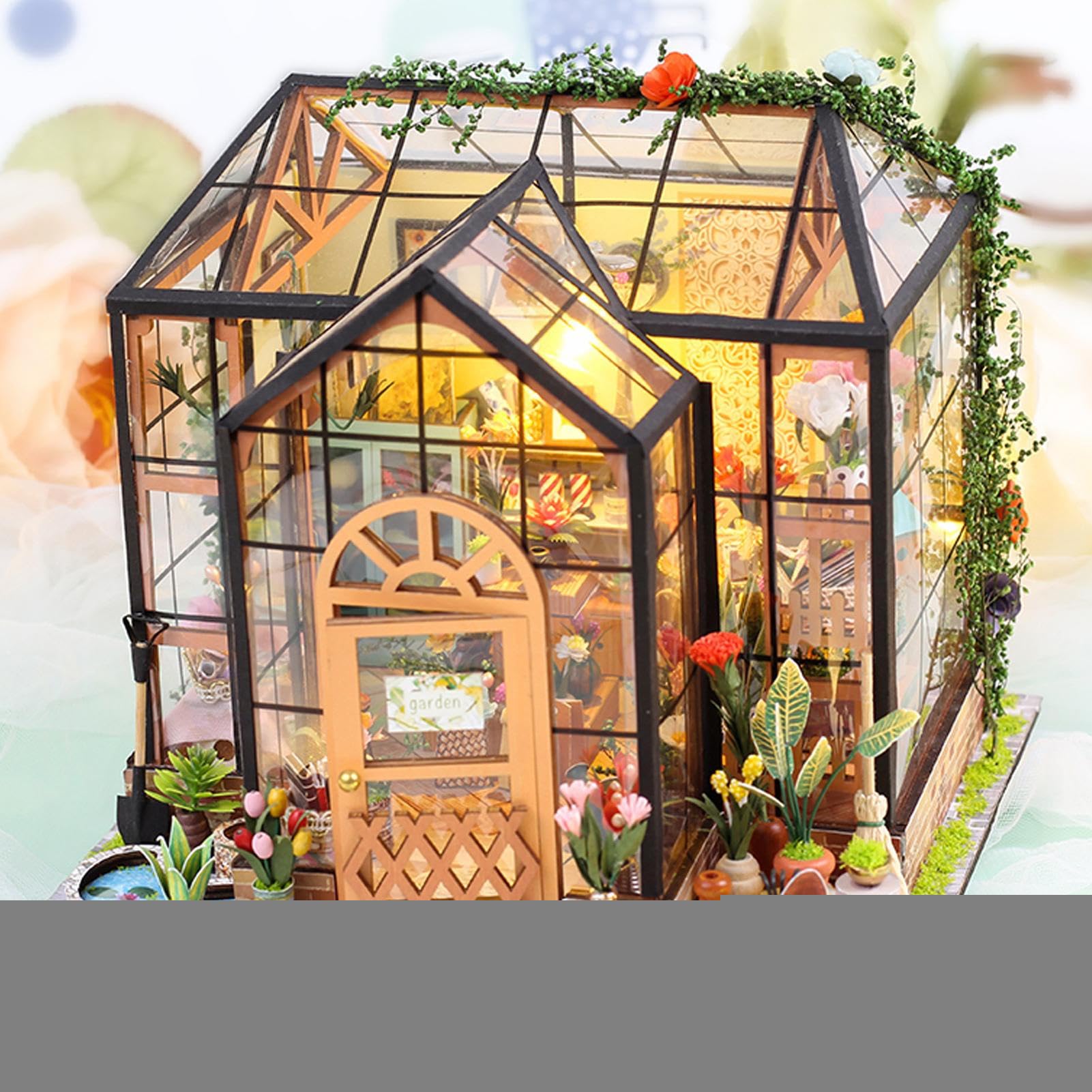 Kit Costruzione Mini Casa Progetti Mini Serra Legno Fatti a Mano | Kit Costruzione Serra con Mobili, Utensili e Colla Per Adulti Arredo Stanze Natale Compleanno Artigianato e Progetti