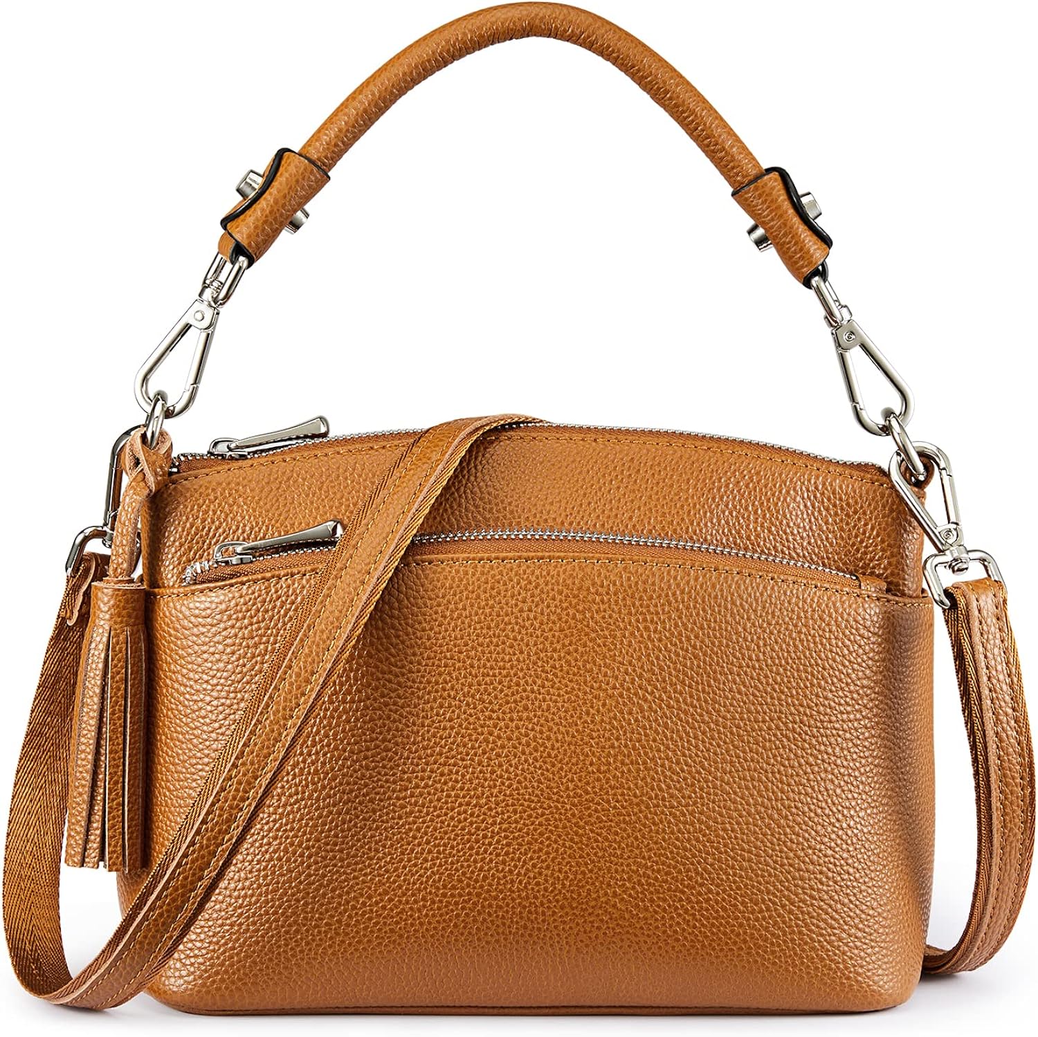 S-ZONE Small Genuine Leather Top Handle Handbags for Women Shoulder Bag Crossbody Purse