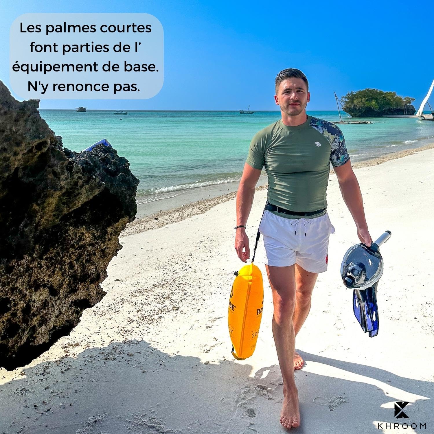 Palmes Courtes réglables Khroom Taille 32-47 avec Sac pour Plongée Natation
