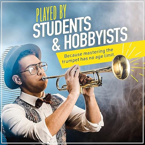 Miniatura 6 de Mendini de Cecilio Trompeta de latón Bb con estuche de lujo duradero y 1 año de garantía Dorado