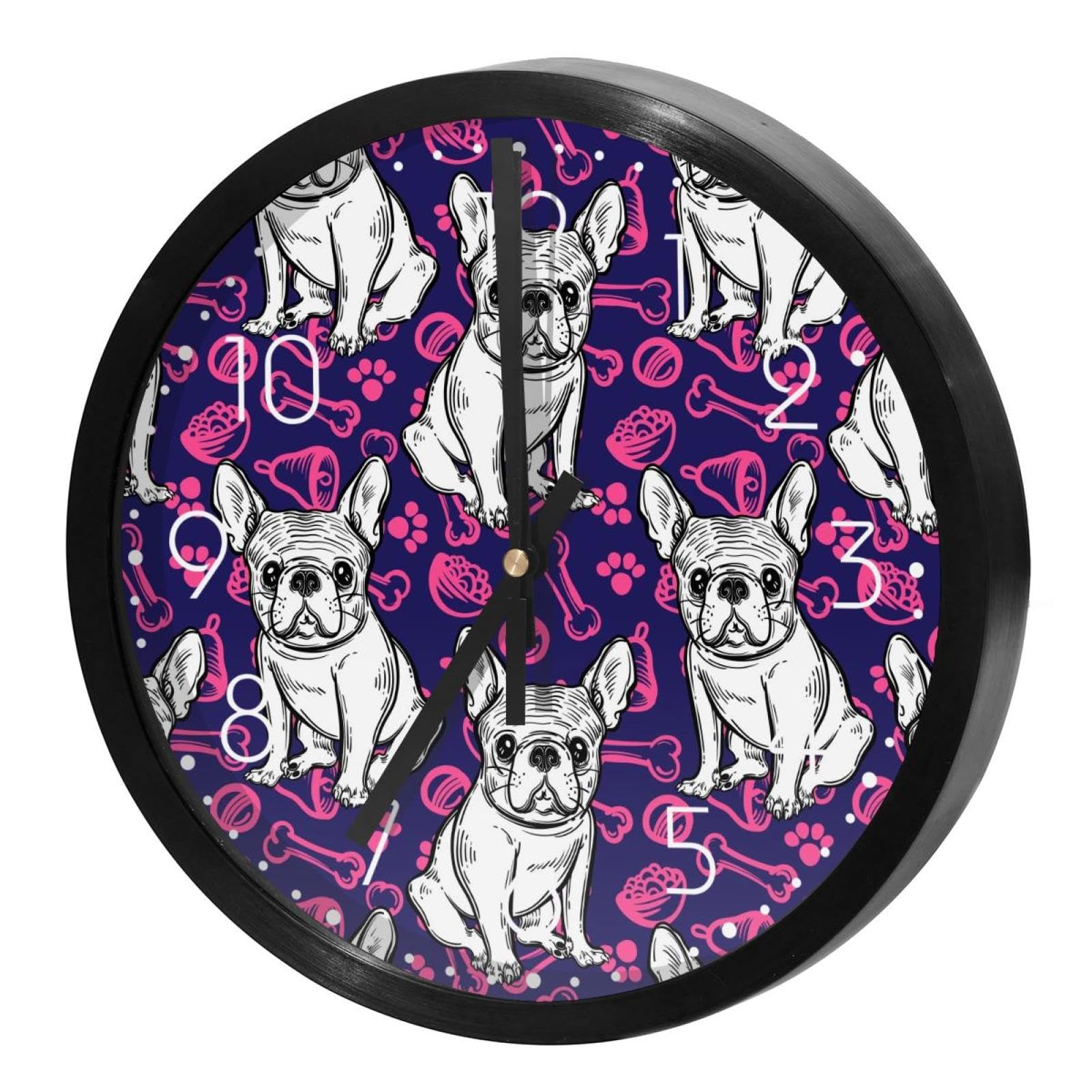Horloge murale à quartz silencieuse bouledogue original