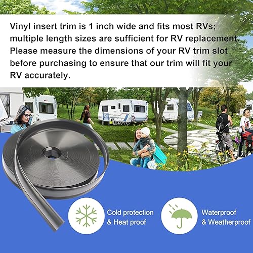 Miniatura 7 de Cubierta de tornillo de moldura de vinilo negro de 1 pulgada para caravana, barco, cámper, remolque de viaje (100 pies)