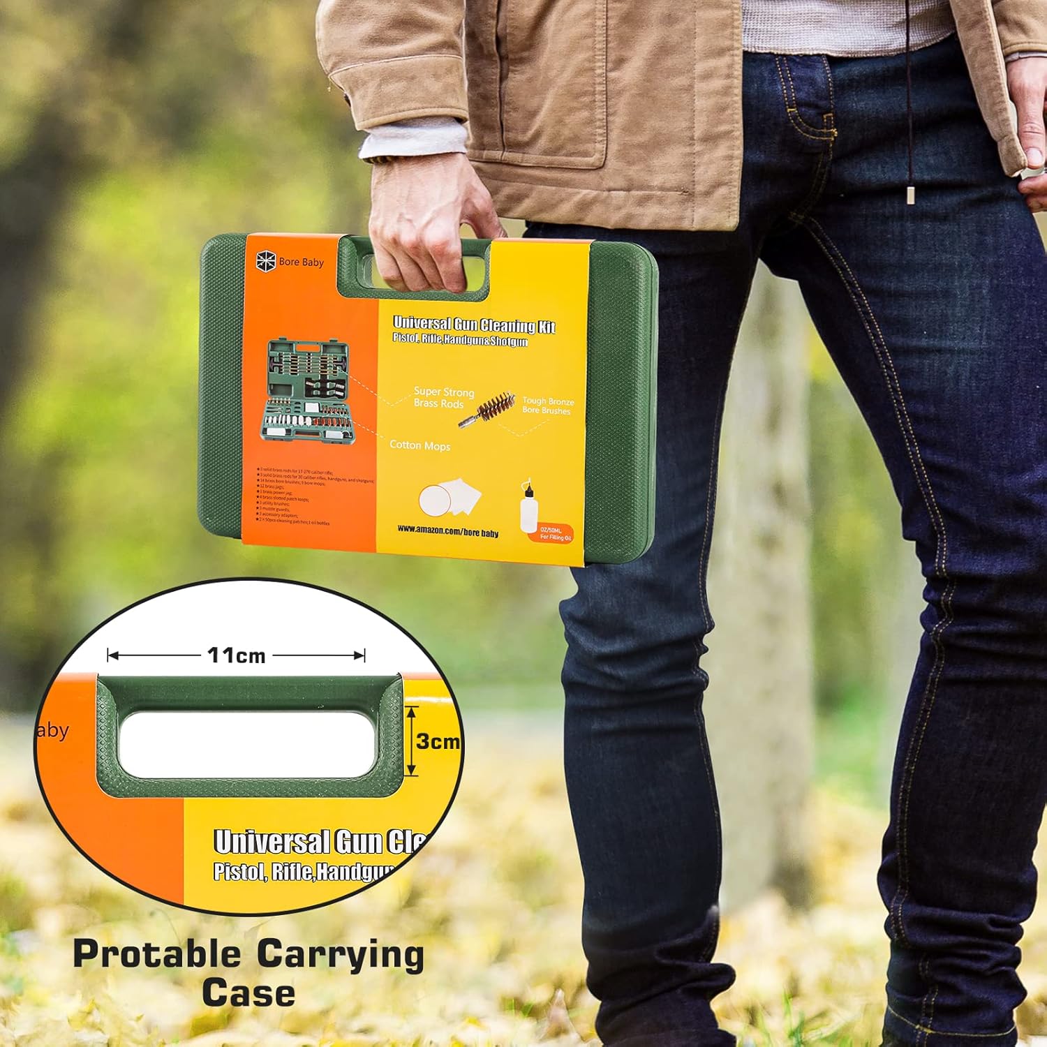 All Exclusive Universal Gun Cleaning Kit Supplies for Hunting Rifle Handgun Shotgun Pistol Cleaning kit with Portable Carrying Case to Effectively Maintain for All Caliber (Brass JAG)