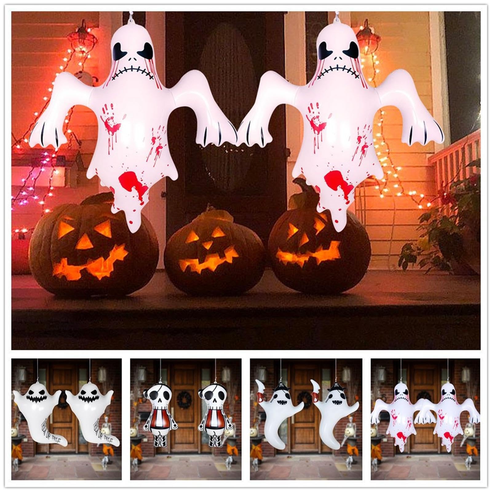 Figurine de Gonflable à Suspendre, Décoration D'Halloween Effrayante, Ballon En PVC, pour Le Jardin, Fantôme Blanc