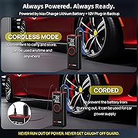 Vista 6 de Inflador de neumáticos, compresor de aire portátil, inflado 3 veces más rápido, bomba de aire de 150 PSI para neumáticos de automóvil con medidor