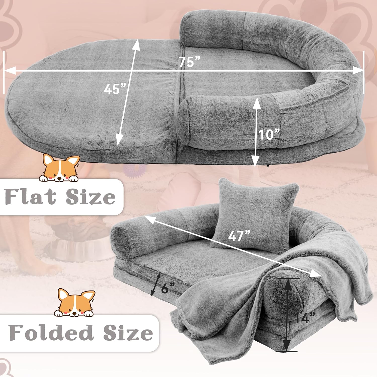 review 2 in 1 Foldable Human Dog Bed,72