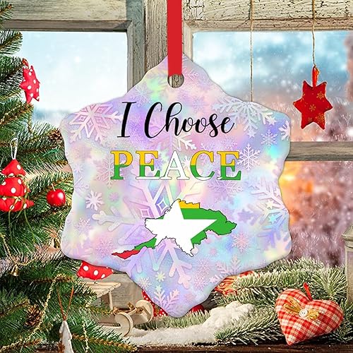 WoGuangis Adorno patriótico de simboy nacional birmania adornos de cerámica para decoraciones de Navidad, Birmania I Choose Peace, adorno colgante