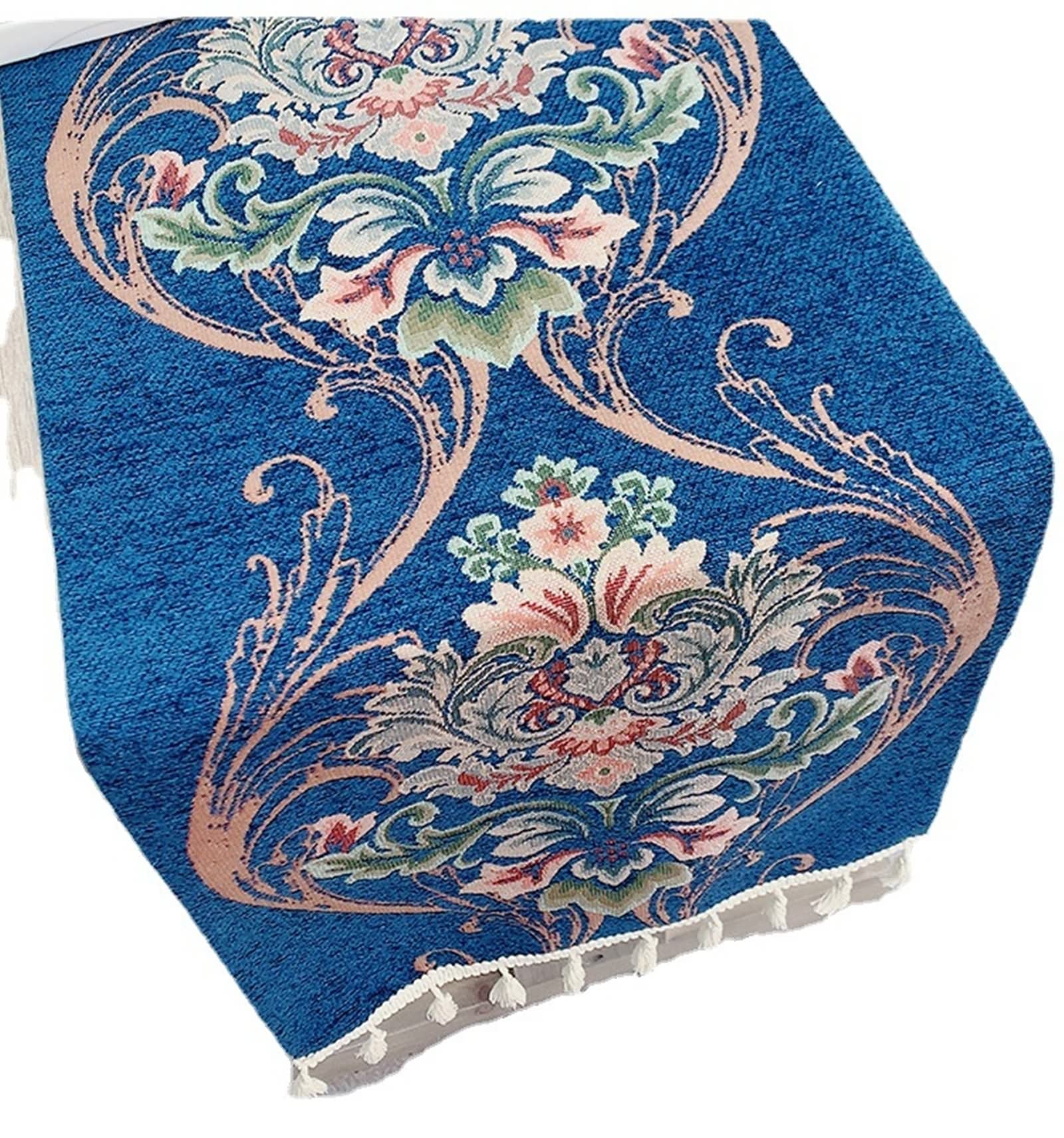 Daesar Runner Da Tavolo 40x70 Cm - Ricamo A Triangolo In Pizzo Blu - Poliestere Elegante Per Decorazioni Casa, Cene E Feste - 2