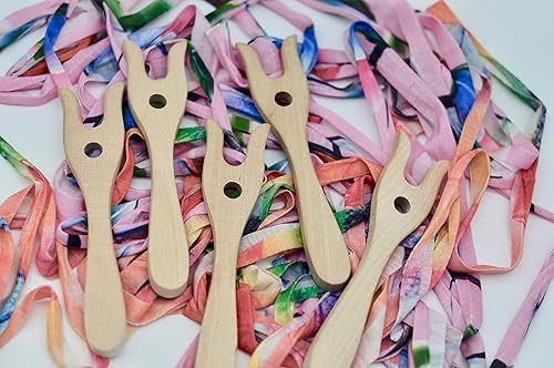 Miniatura 7 de COPYLOVE Tenedor para tejer madera, herramienta de tejer Lucent tenedor de corte a mano perfecta para tejedores, cocheters y todos los artistas de