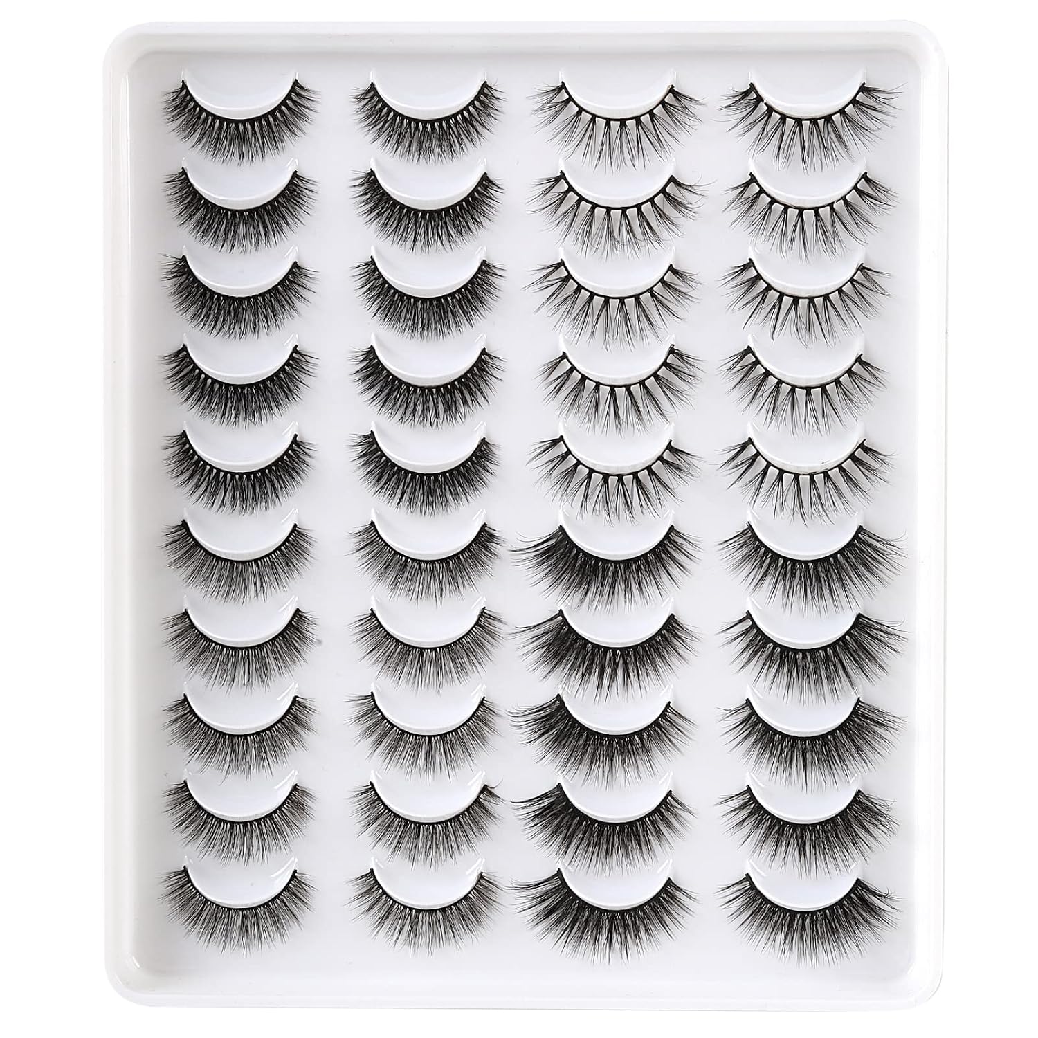 20 Pairs False Eyelashes 4 Styles Natural Lashes Pack Cat Eyes Volume Faux Mink Lashes Pack