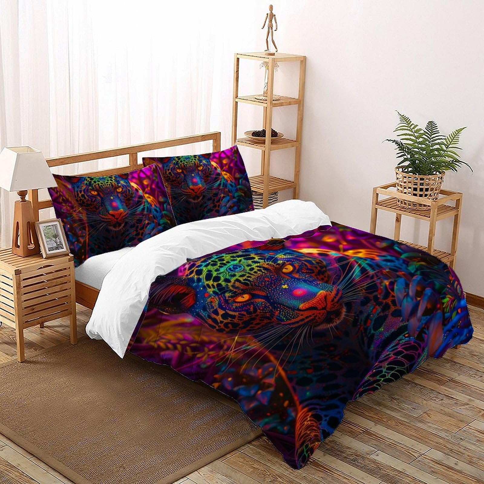 Linge de lit léopard microfibre anti-plis ensemble housse de couette imprimée 3D