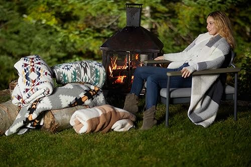 Miniatura 6 de Luxe - Manta ligera de forro polar, ultra afelpada, suave y acogedora para cama, sofá o hogar, cálida y mullida con estampado azteca bohemio, gris,