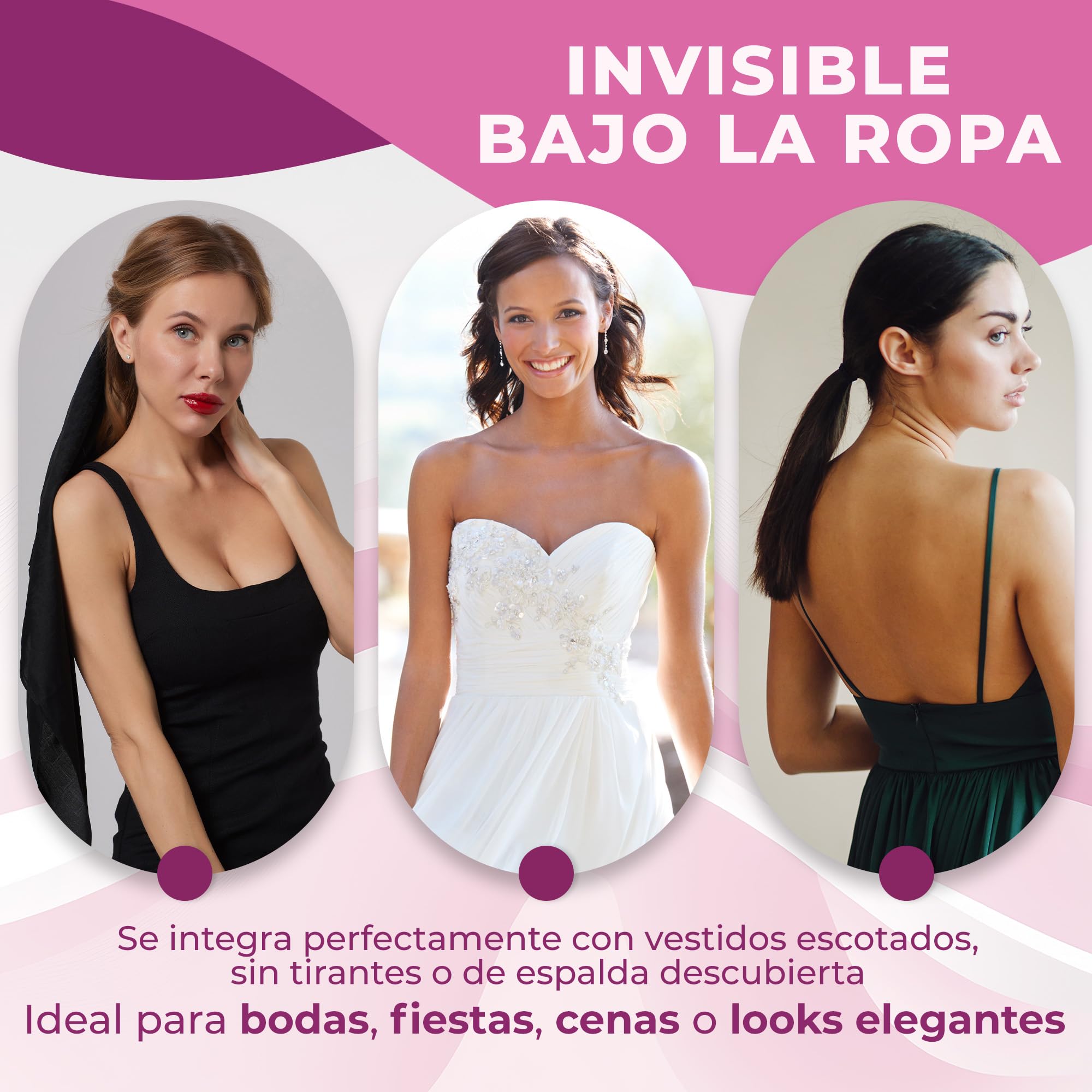 Sujetador Invisible Push Up Adhesivo Hipoalergénico Reutilizable Realce Natural Beige y Negro