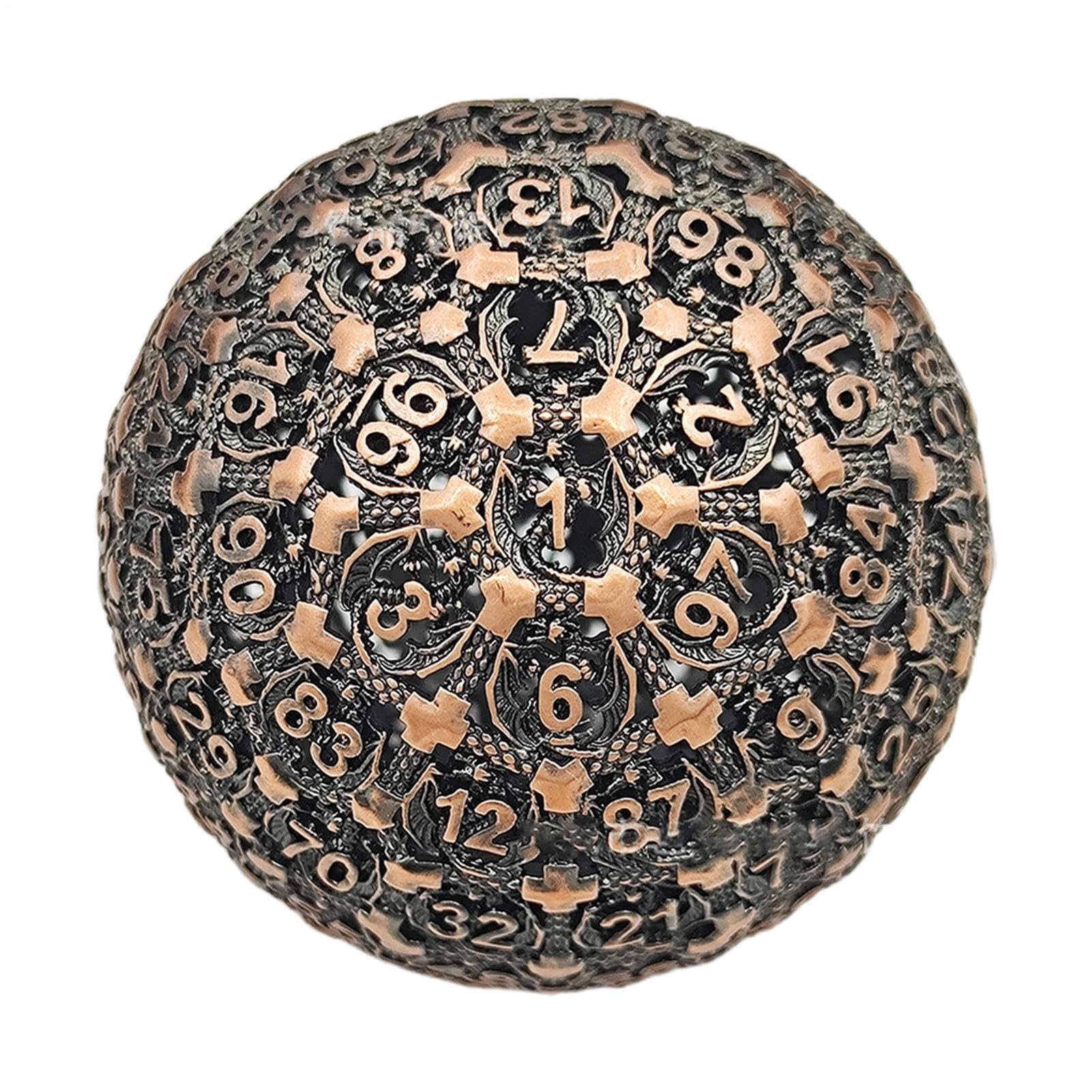 Heavy 100-Sided Rpg Metal Dice, Precision Numbered Game Die, Solid Collectors D100 for Fantasy Gamings, Role Adventure Accessory for Dungeon Masters and Fans, 1.97x1.97 Inches