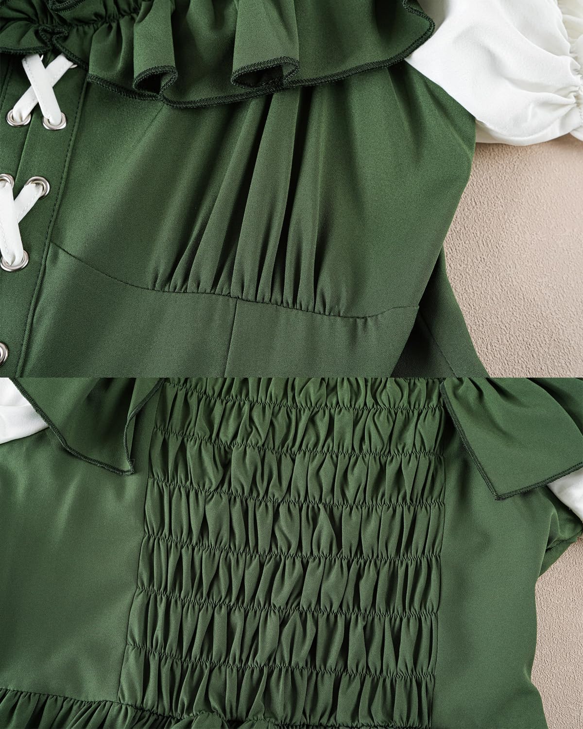 LTAKK Renaissance Dress Women Medieval Costume Lace Up Puff Sleeves Maxi Ren Faire Dresses
