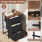 Somdot Nightstand, 3 Drawer Dresser for Bedroom, Bedside Table Night Stand End Table with Fabric Bins for Bedroom Closet Dorm, Black
