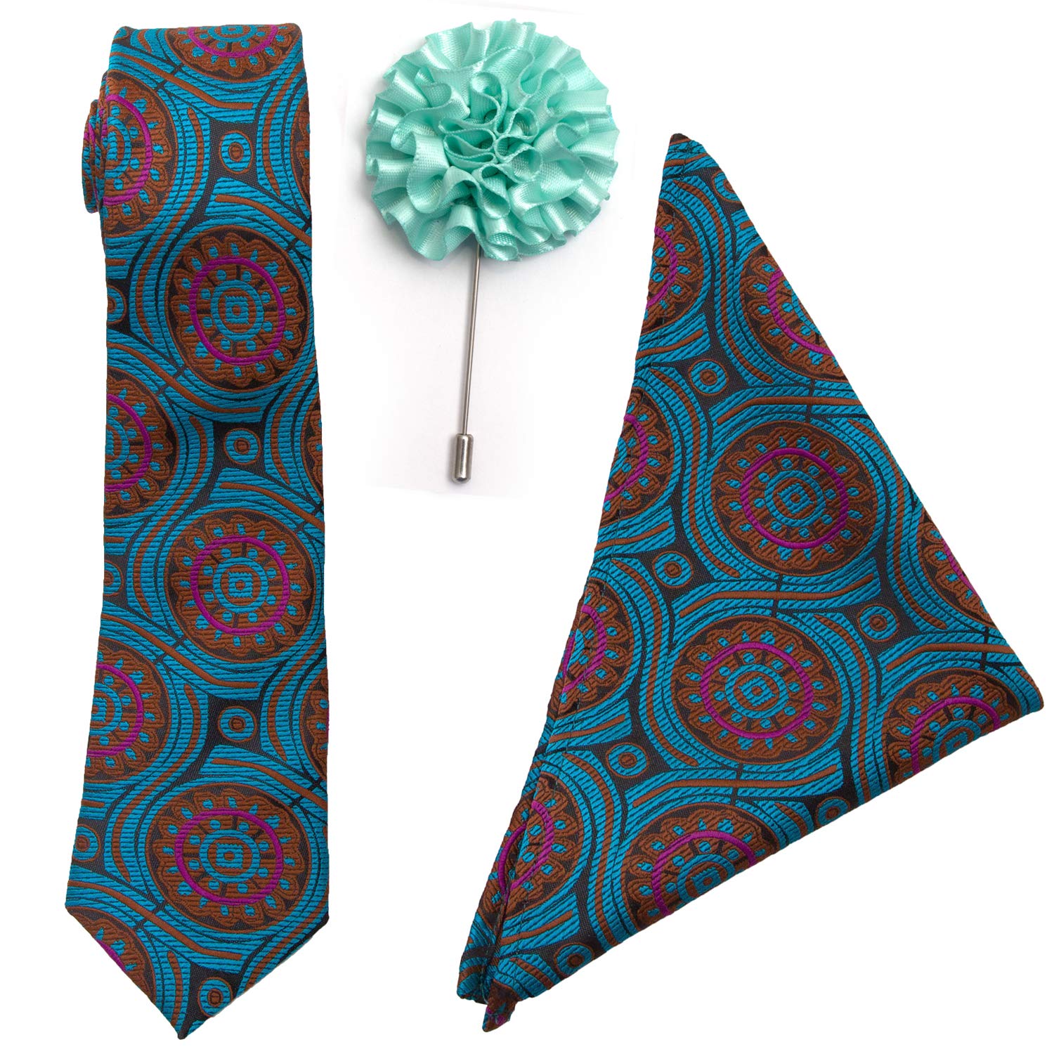 vibhavari Men's Micro Polyester Necktie Set with Pocket Square and Lapel Pin (Multi, Free Size)-picture-28