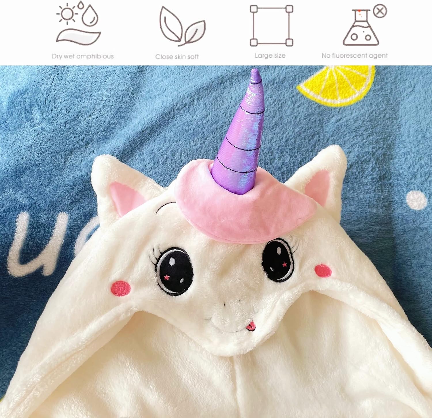 Kids' Bath Towels (Blue, UNI)-Premium Bath Kids Beach Towels Wrap for Girls, Boys - Ultra Absorbent and Hypoallergenic, Comfortable and Skin-Friendly
