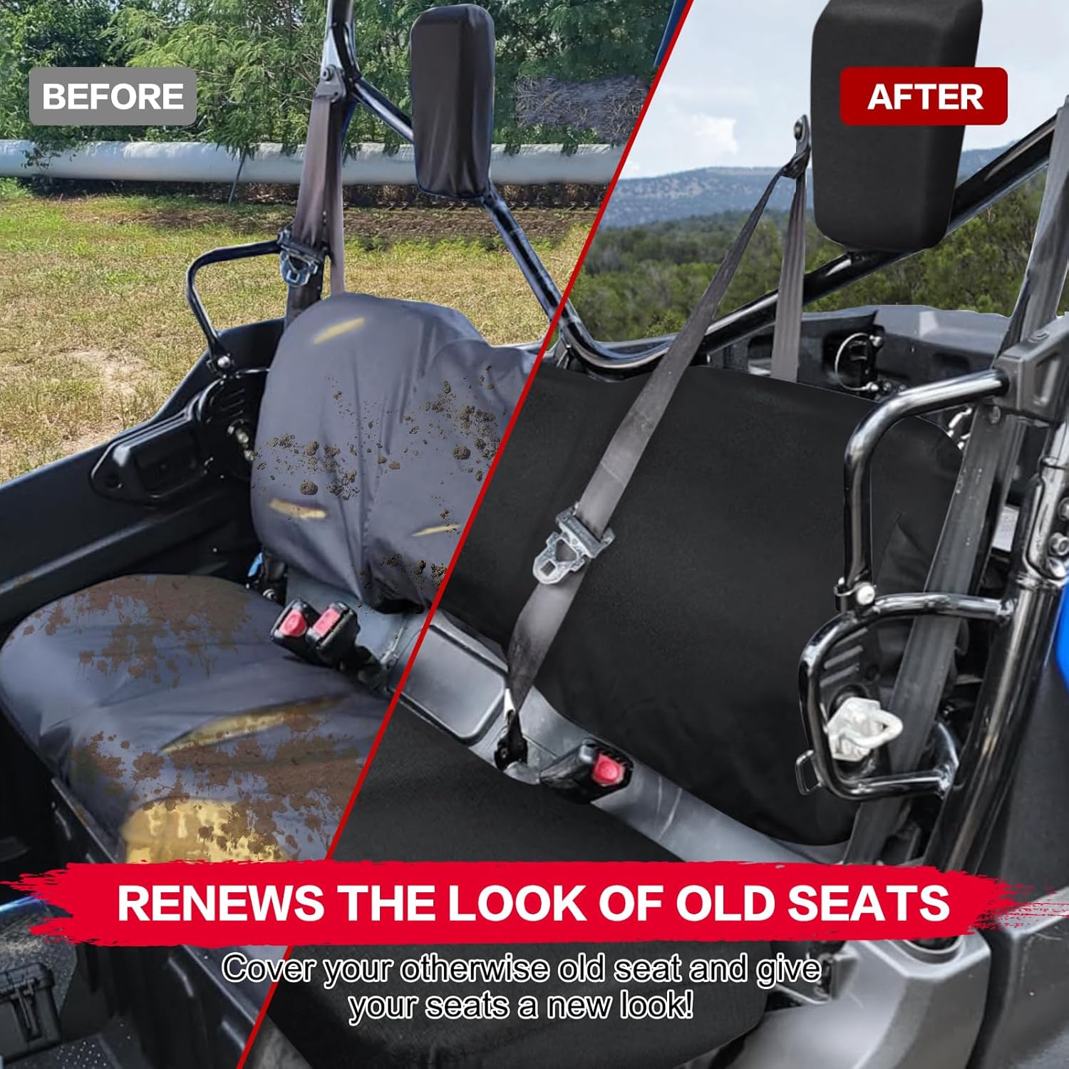 Seat Covers for Pioneer 700/700-4 (2014–2025), Custom Fit with Headrest Covers, Heavy-Duty 1680D Oxford Fabric, Waterproof PU Backing, Non-Slip UTV Seat Protection