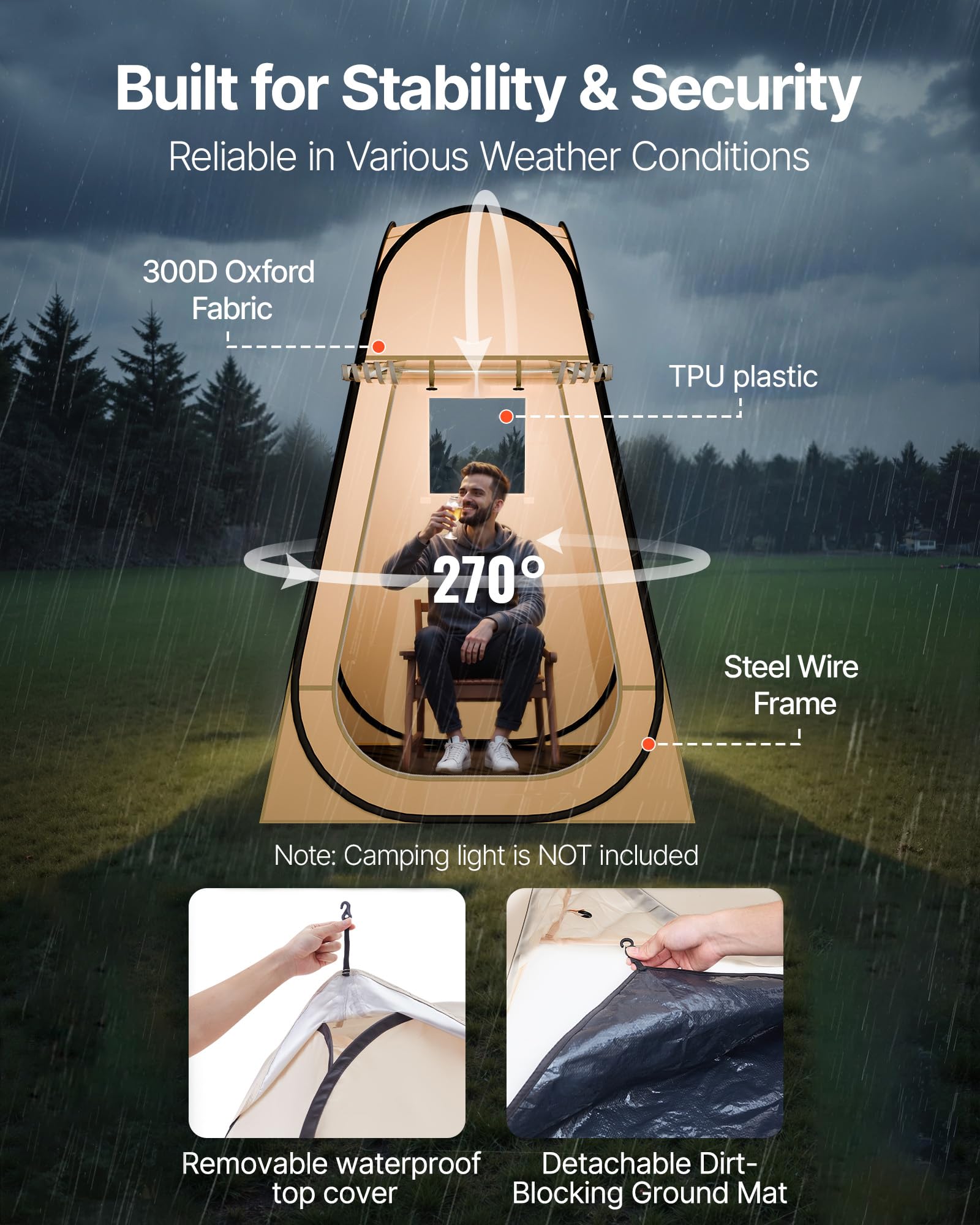 VEVOR Tenda sportiva pop up, 4 misure opzionali, trasparente, tenda a bolle per 1-6 persone, impermeabile per esterni, con tappetino e copertura superiore, tenda a cupola a igloo da giardino, tenda da