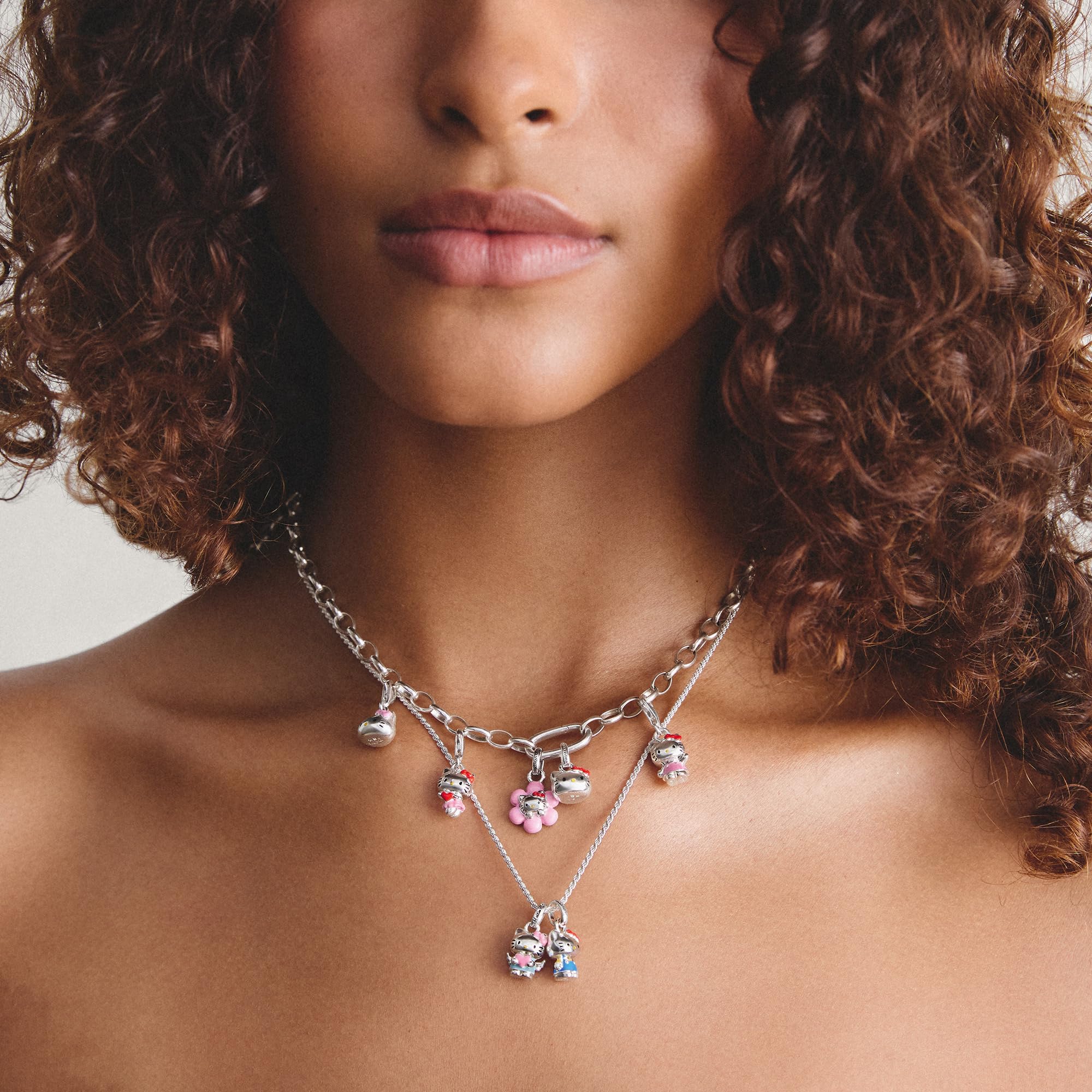 THOMAS SABO Hello Kitty Charm Engel mit Herz – Connect Premium Legierung Feinsilber Plattiert, Kaltemail