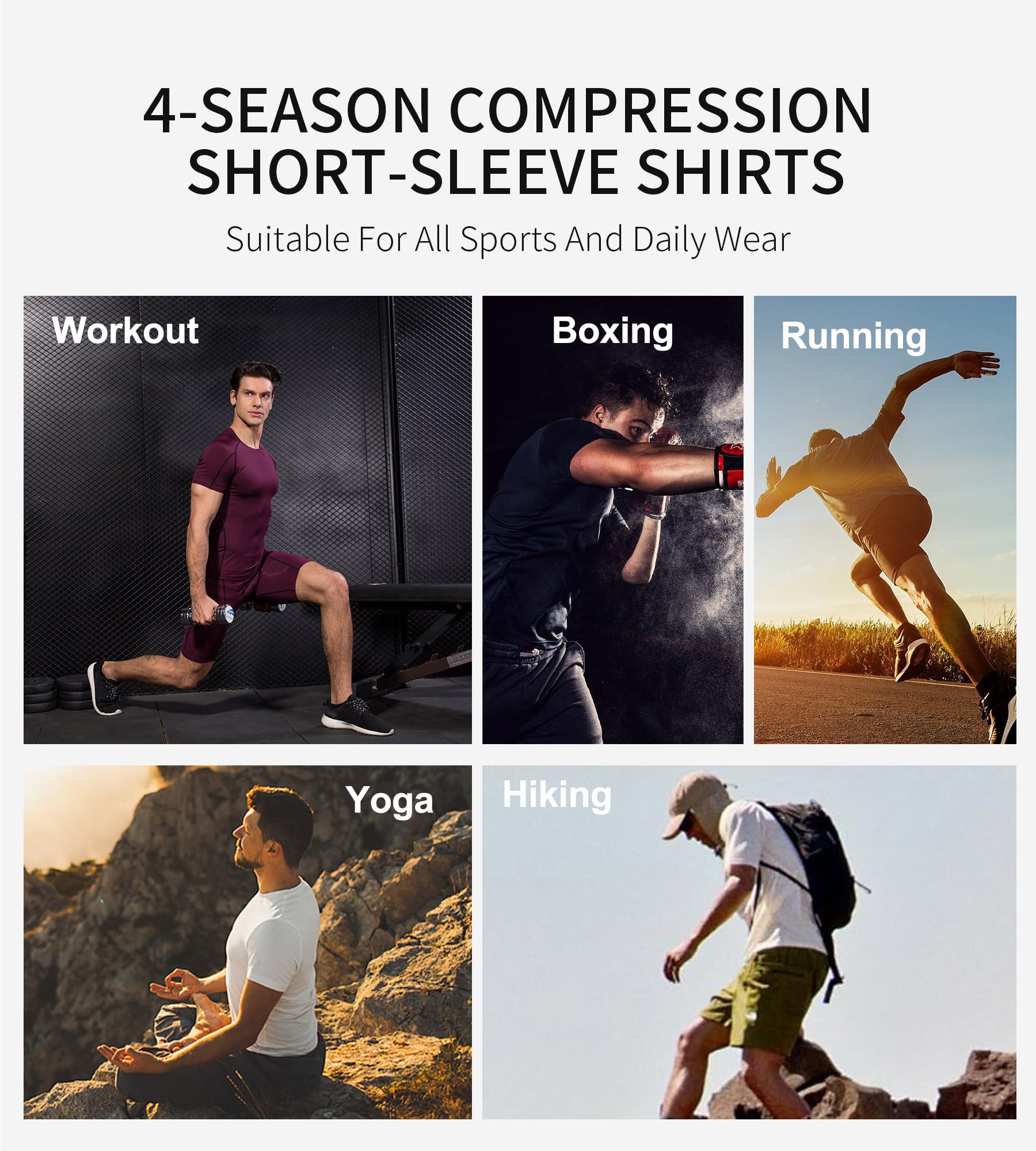 T-shirt de compression extensible à manches courtes pour homme - Séchage rapide