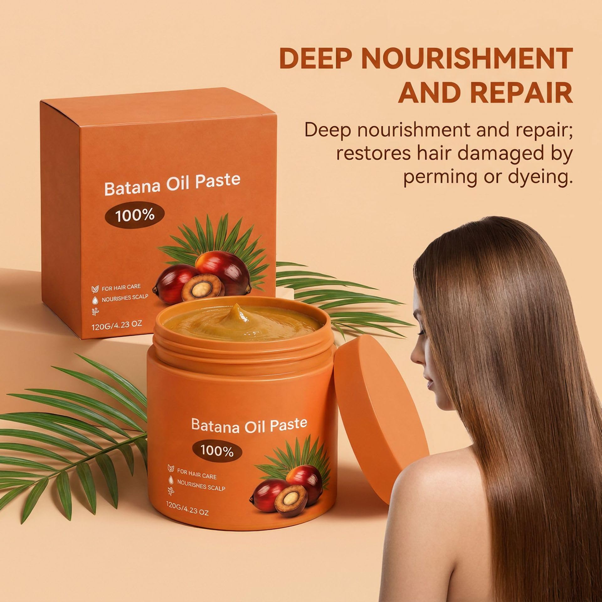 Maschera Nutriente per Capelli all'Olio di Batana, Trattamento Nutriente Profondo per la Cura del Cuoio Capelluto,Pasta di Olio di Batana,Crema Idratante Riparatrice per Capelli Crespi Ricci (5pcs)