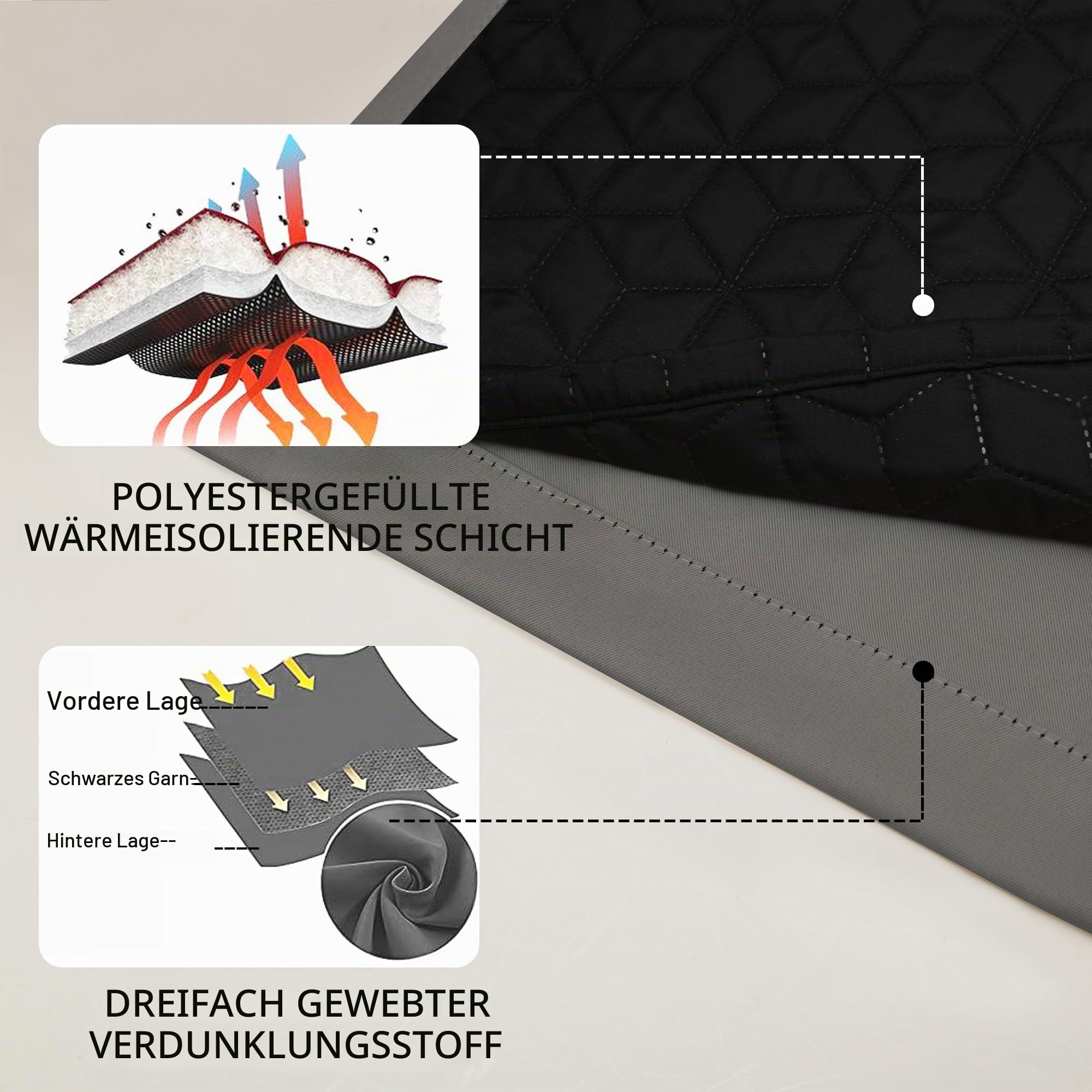 DWCN Doppellagige Thermovorhang Blickdicht Gegen Kälte und Hitze, 1 Stück 260 x 140 cm (H x B) Grau, Tür Vorhang mit Ösen Dicker Thermo Vorhänge Kälteschutz Wohnzimmer Schlafzimmer Modern