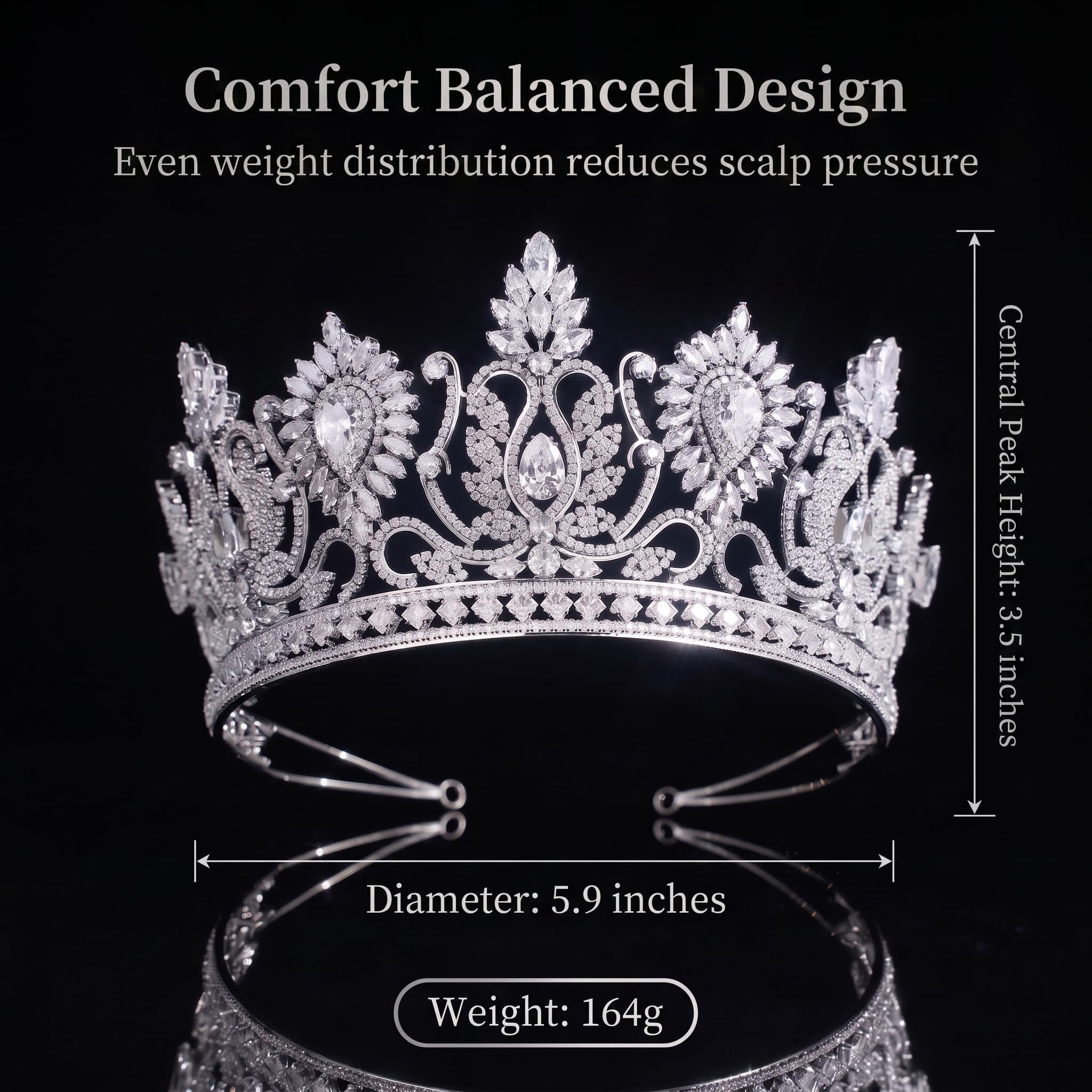 QXMYOO Tiaras y coronas grandes de lujo para boda, corona de concurso de concurso de concurso, tiara alta para novia, plata, oro, flor de sol, circonita cúbica, cumpleaños, graduación, fiesta, tocado