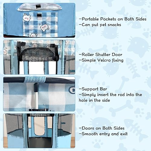 Miniatura 3 de Apatal Corralito portátil para mascotas plegable plegable para hacer ejercicio para gatos para entrega de gatos sala de aislamiento para perros casa