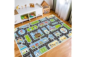 Kids Car Rug Play Mat 2.6'x4' for Kids City Life Playroom