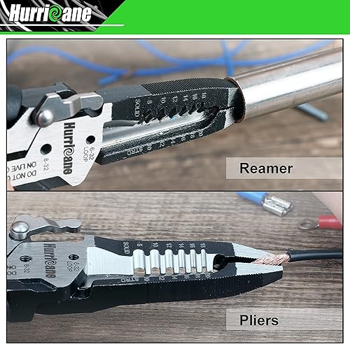 Miniatura 6 de HURRICANE Herramienta de pelacables 6 en 1, herramienta de crimpado, pelacables y cortador de alambre, pinzas eléctricas multifuncionales para