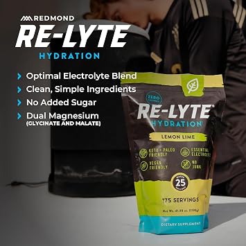 REDMOND Re-Lyte Hydration Electrolyte Powder Bulk Pouch 175 Servings/Lemon Lime