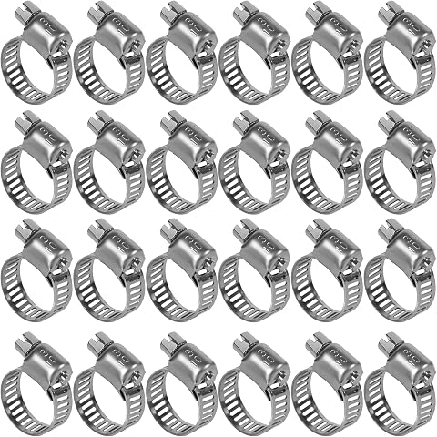 24 abrazaderas de acero inoxidable de 10 a 16 mm – Abrazaderas de tubo de acero inoxidable para piscina, tubería de agua, bricolaje y jardín