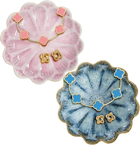 Lotus - Bandeja de cerámica para joyas, pequeño soporte para anillos de joyería, plato organizador, para padres, hija, amigos, hermana, regalos de
