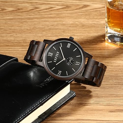 Miniatura 5 de LEFTLY Reloj de pulsera de madera hecho a mano con movimiento Miyota ligero y cuarzo para hombre