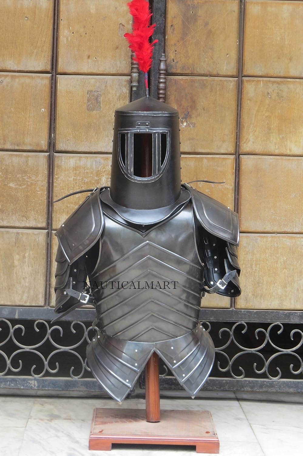 Medieval Knight Half Suit of Armor Monty Python & The Holy Grail Helmet of Sir Bedevere Costume