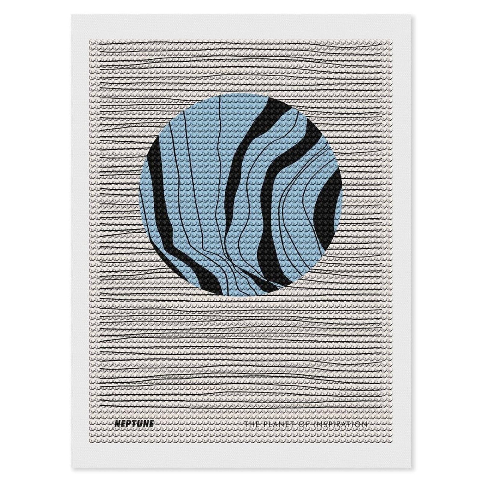 Junmoney Neptune Planet DIY Diamond Art Canvas Kit 12"x16", Decorate Your Room, Sparkling Round Gems, Fun Craft Experience, Farmhouse Decor