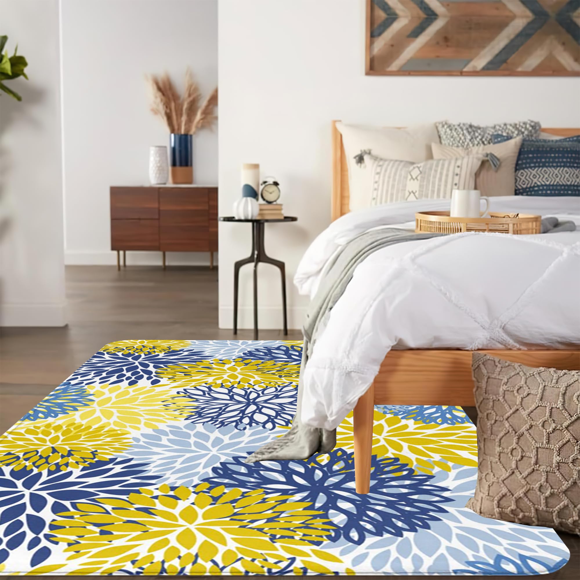 Amazon.com: Area Rugs Blue Yellow and Navy Modern Neutral Large